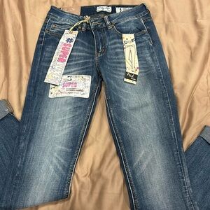 Women Midrise Jeggings Medium Wash Size 5 Indigo Rein Tight Jeans Soft & Comfort
